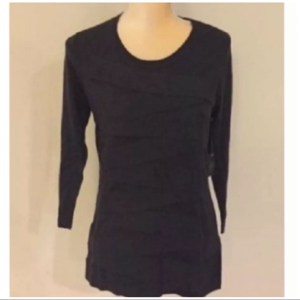 VINCE CAMUTO Grey Three Quarter Zig Zag Top( XS )